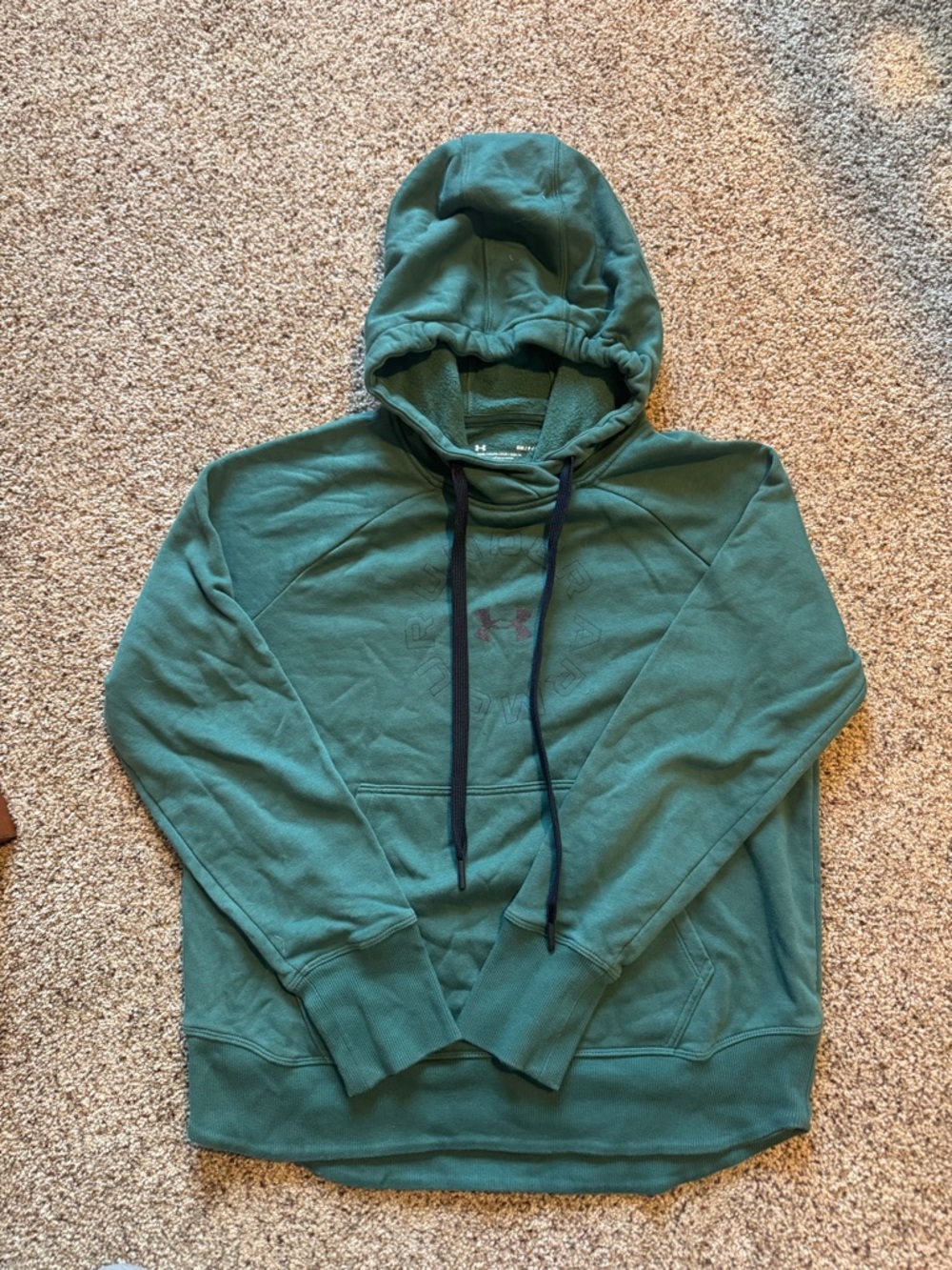 Under Armour Women’s Forest Green Hooded Sweatshirt with Black Drawstrings